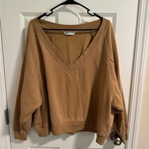 Tan V-Neck Sweatshirt